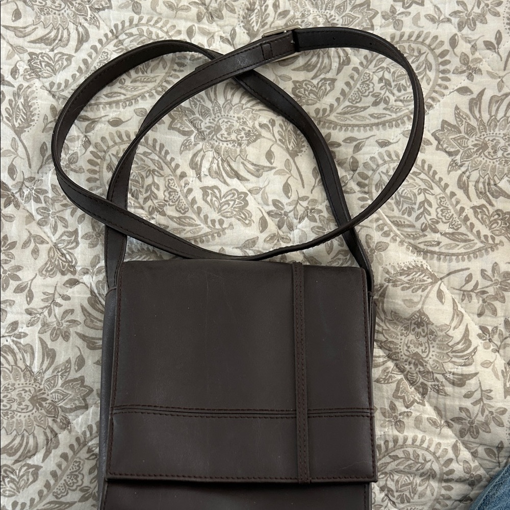 Liz Claiborne Crazy Horse chocolate brown crossbody.